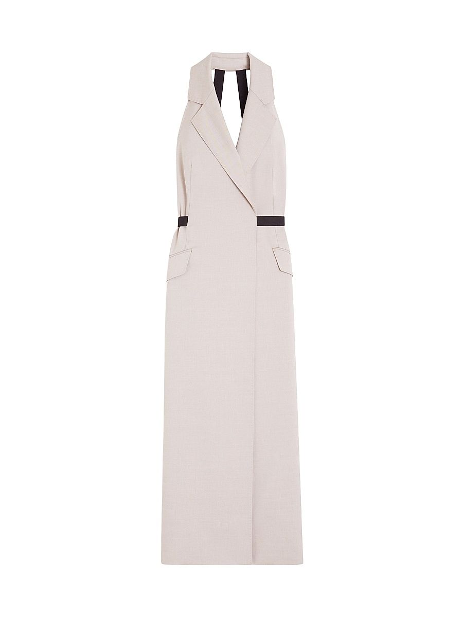 Women's Wool and Cotton Canvas Dress - Beige - Size 10