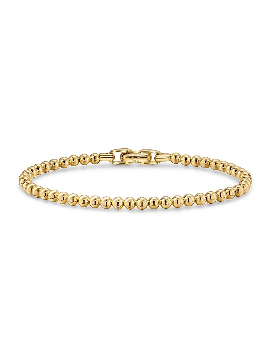 Men's Spiritual Beads Metal Bead Bracelet in 18K Yellow Gold, 4MM - Gold - Size Medium