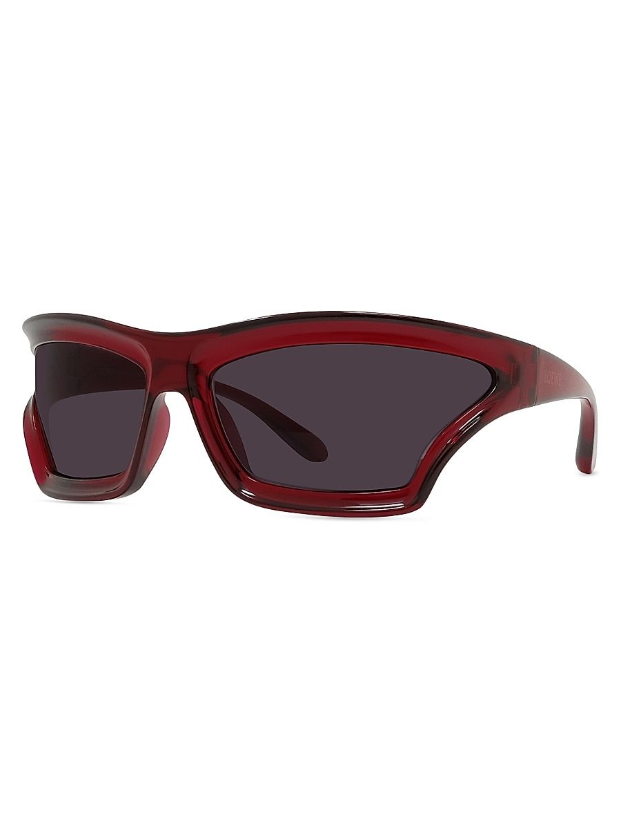 Men's LOEWE x Paula's Ibiza Mask Sunglasses - Translucent Red Dark Grey