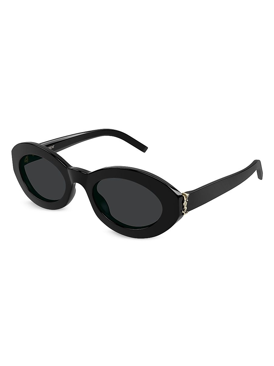Women's Monogram Hinge 52MM Acetate Oval Sunglasses - Black Dark Grey