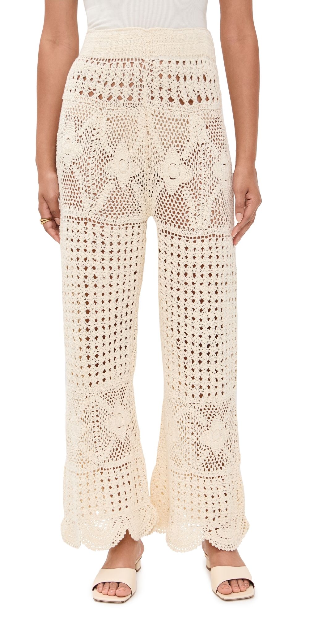 Agua Bendita Wesley Handmade Crochet Pants White S