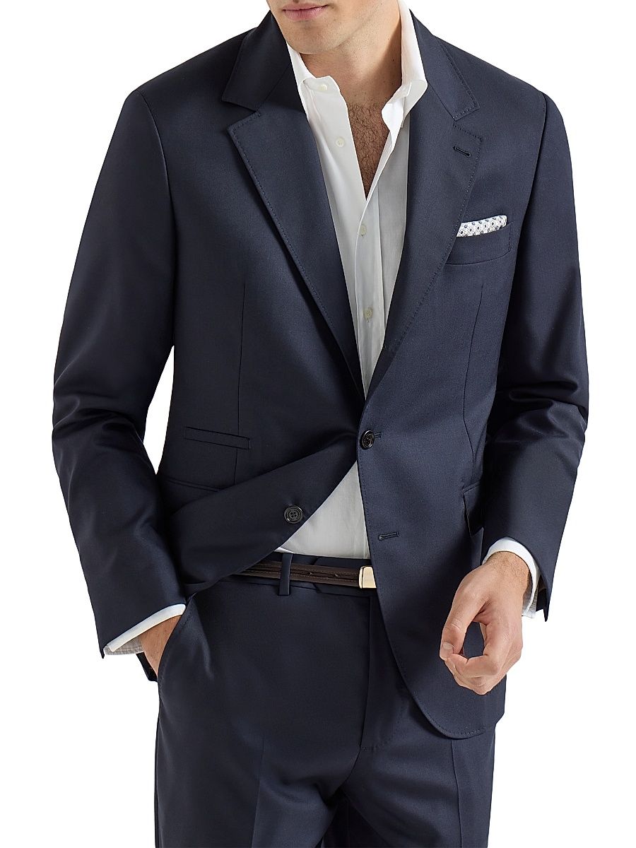 Men's Lightweight Cashmere Blazer - Navy Blue - Size 48