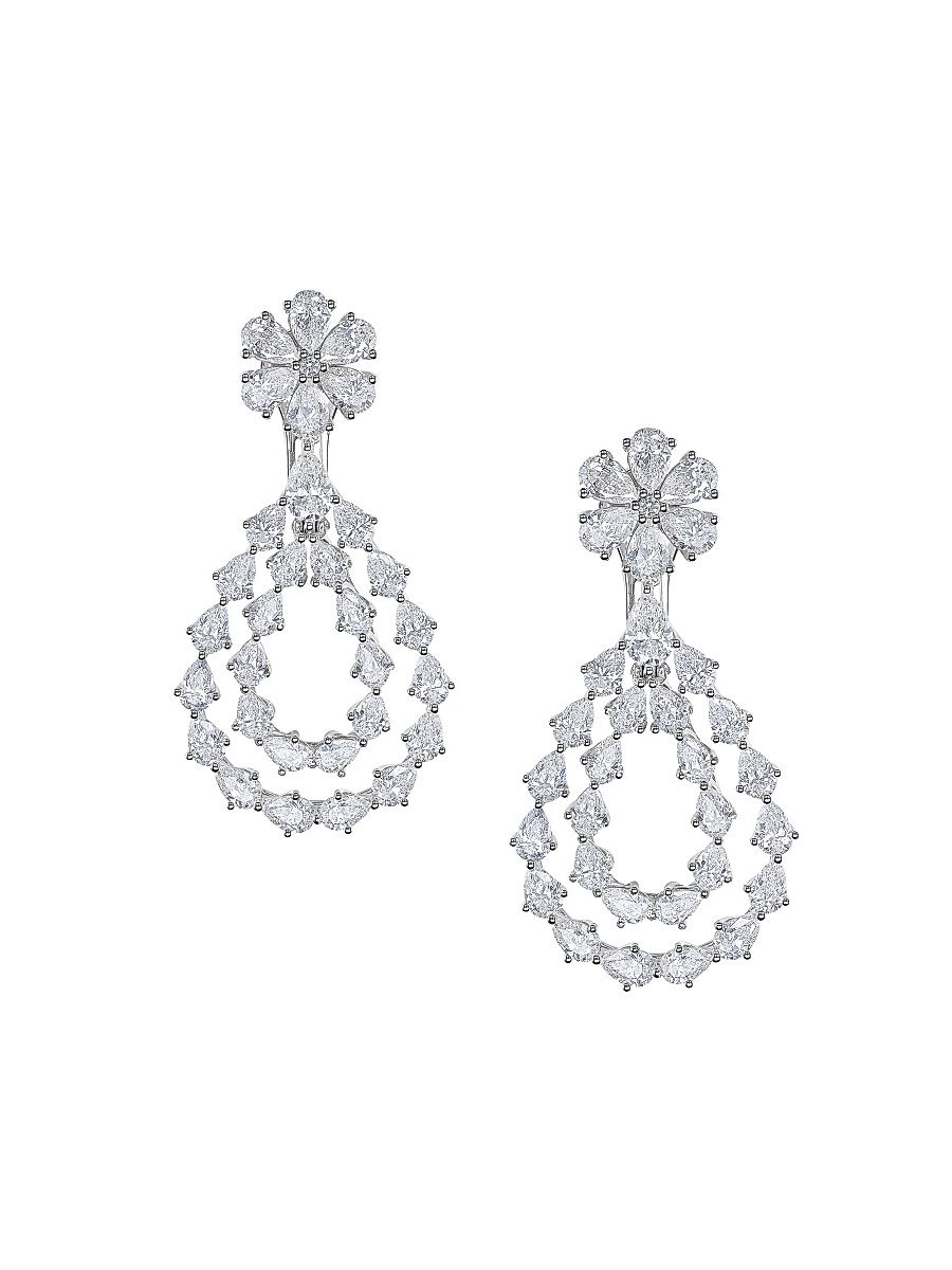 Women's L'heaure Du Diamant 18K White Gold & 11.63 TCW Diamond Drop Earrings - White Gold