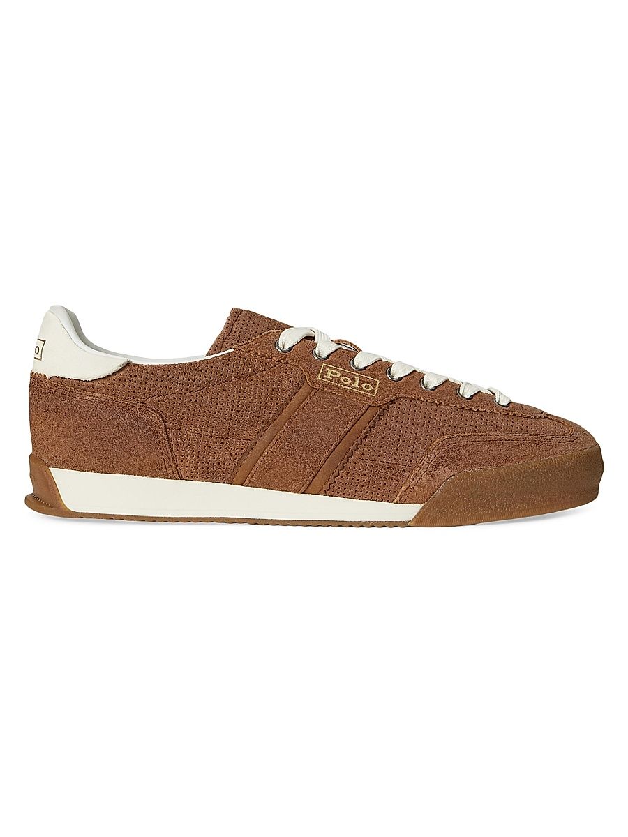 Men's Perforated Suede Low-Top Sneakers - Teak - Size 7.5