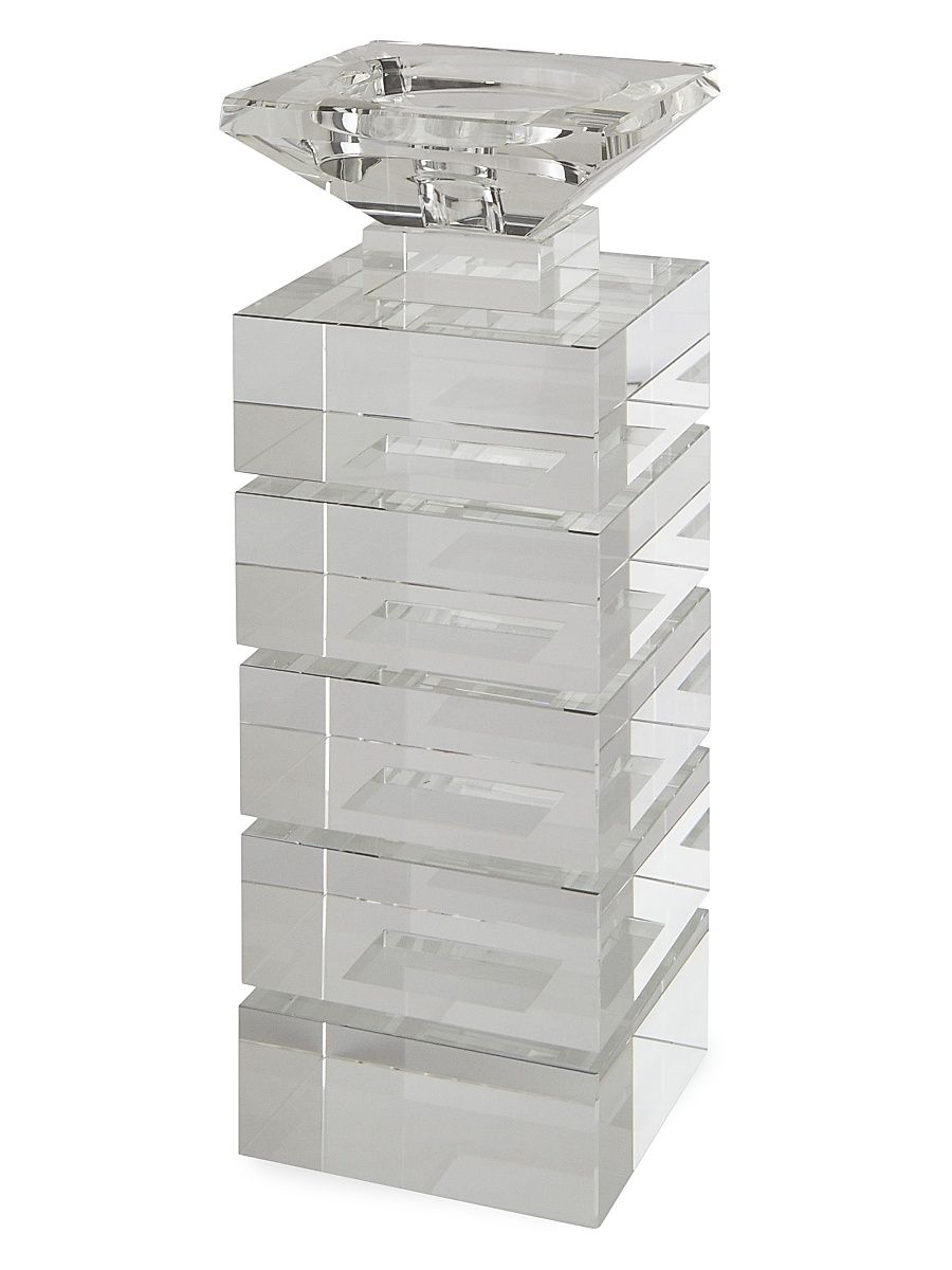 Clear Cut Crystal Illusion Medium Candleholder - Clear