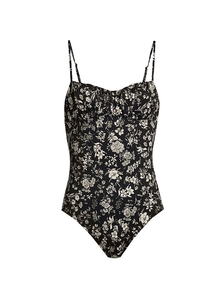 Women's Dalila Ruched One-Piece Swimsuit - Midnight Bloom - Size XL