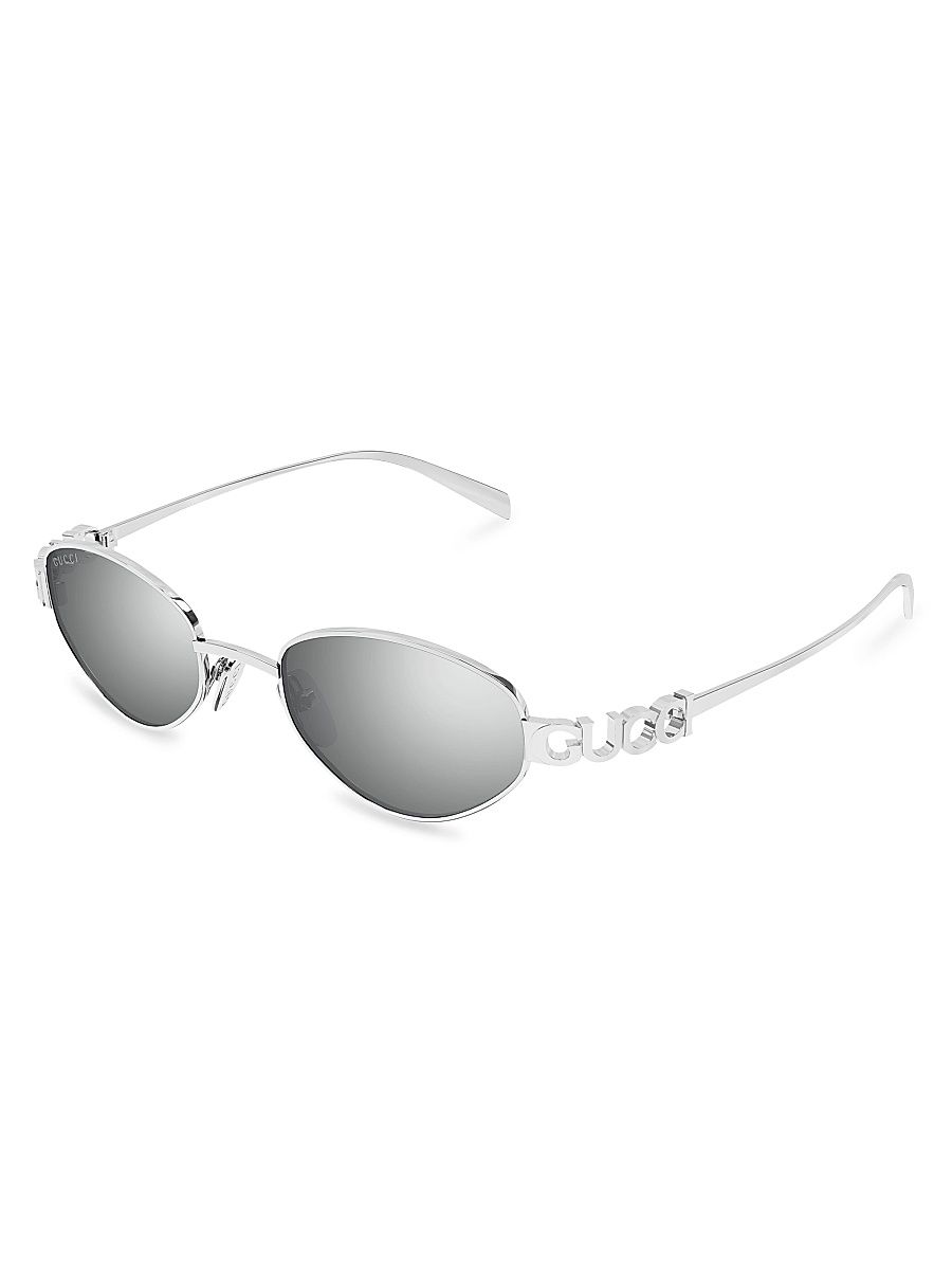 Women's Block Bending 47MM Oval Sunglasses - Silver