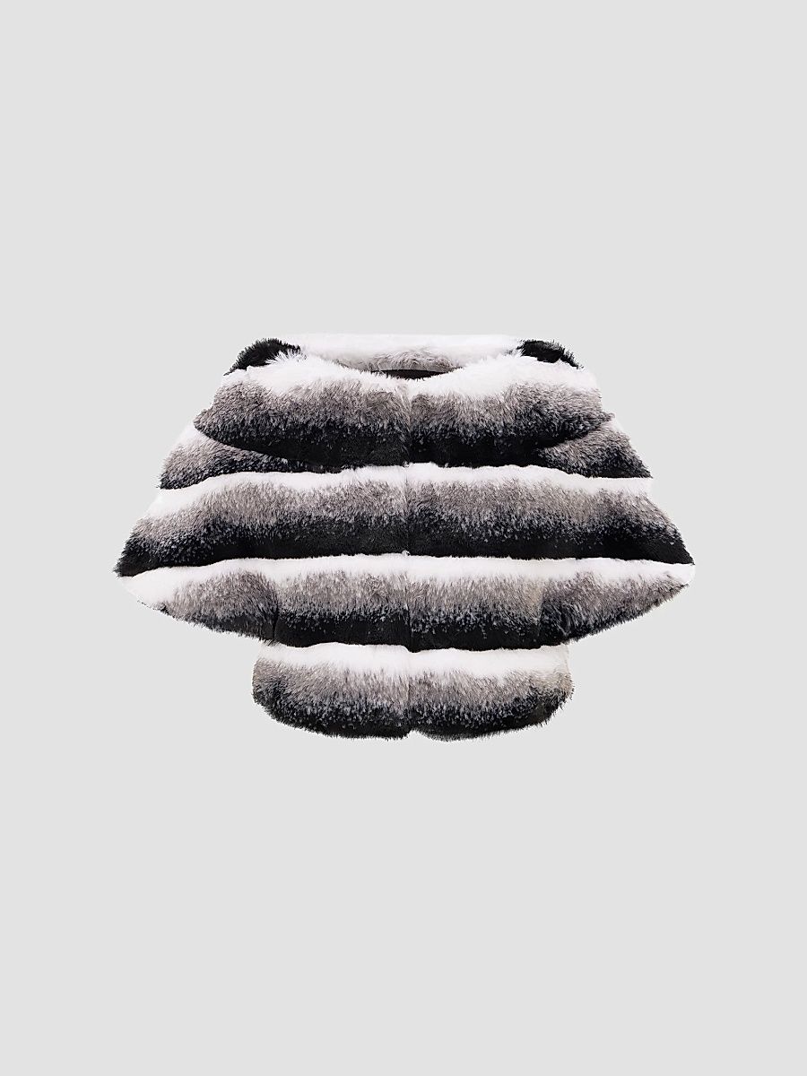 Lyla Grant Women's Faux Fur Chinchilla Stole Coat - Grey Chinch - Size XL