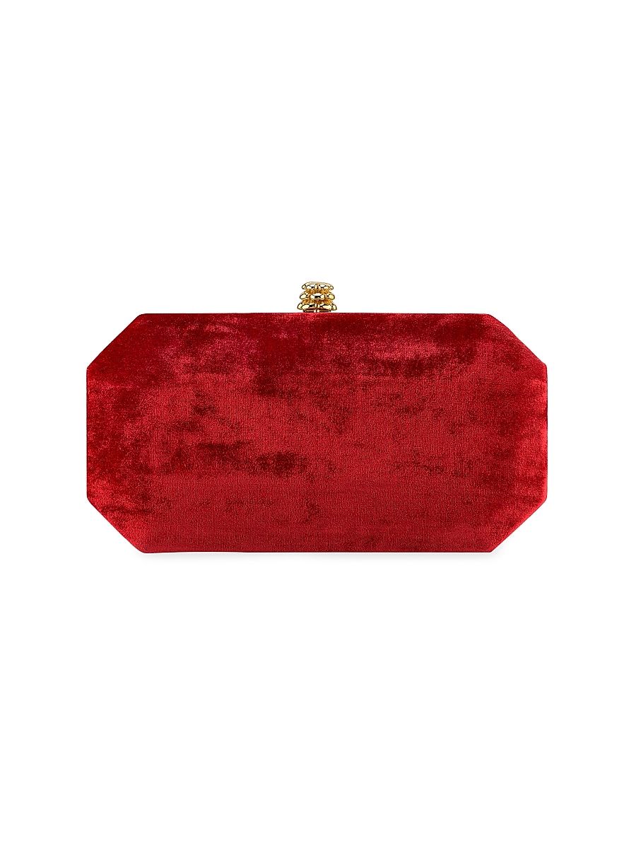 Women's Perry Clutch Small in Crushed Velvet - Metallic Rose