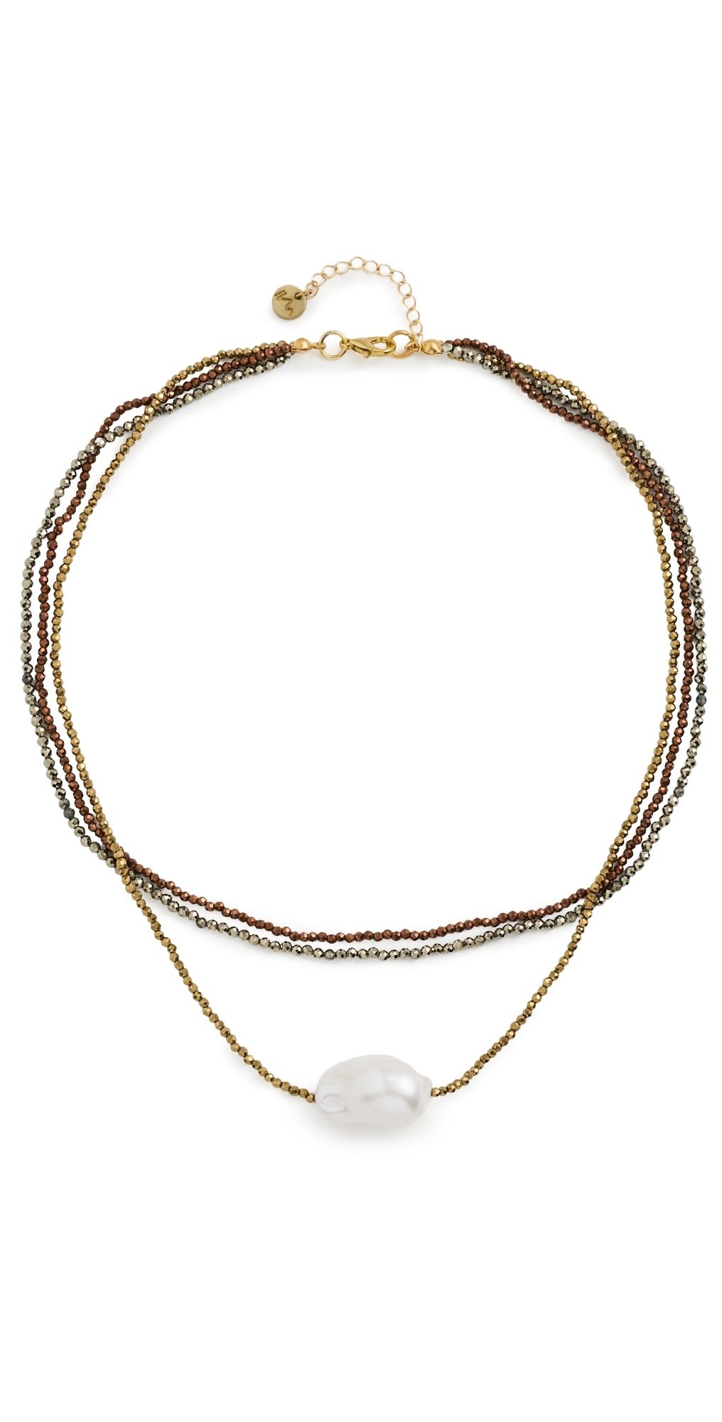 Maison Irem Triple Bronze Pearl Necklace Brown One Size
