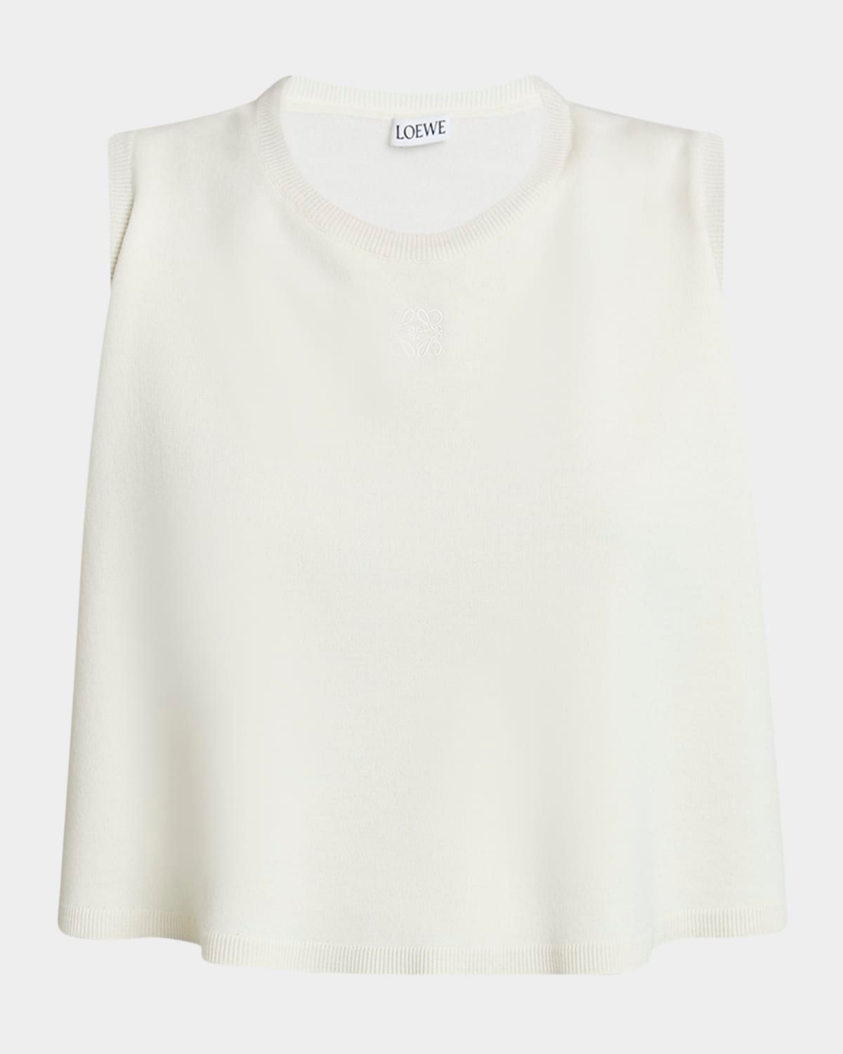 Double-Layer Anagram Sleeveless Wool Sweater