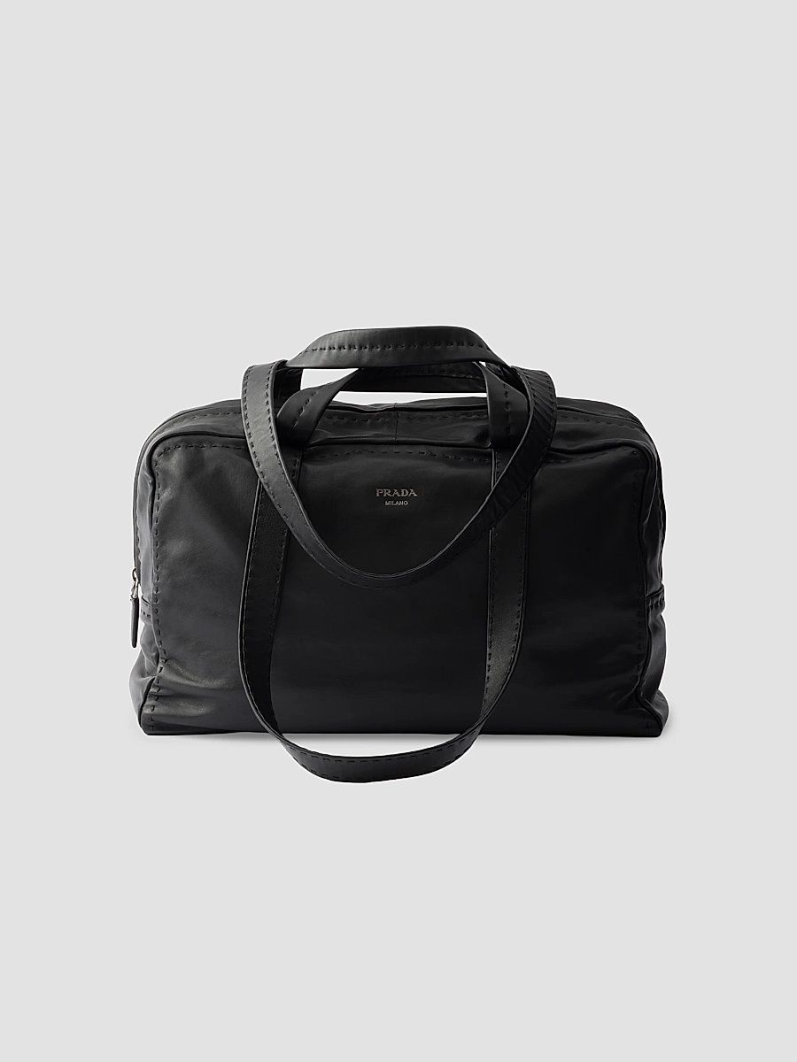 Men's Nappa Leather Work Bag - Black