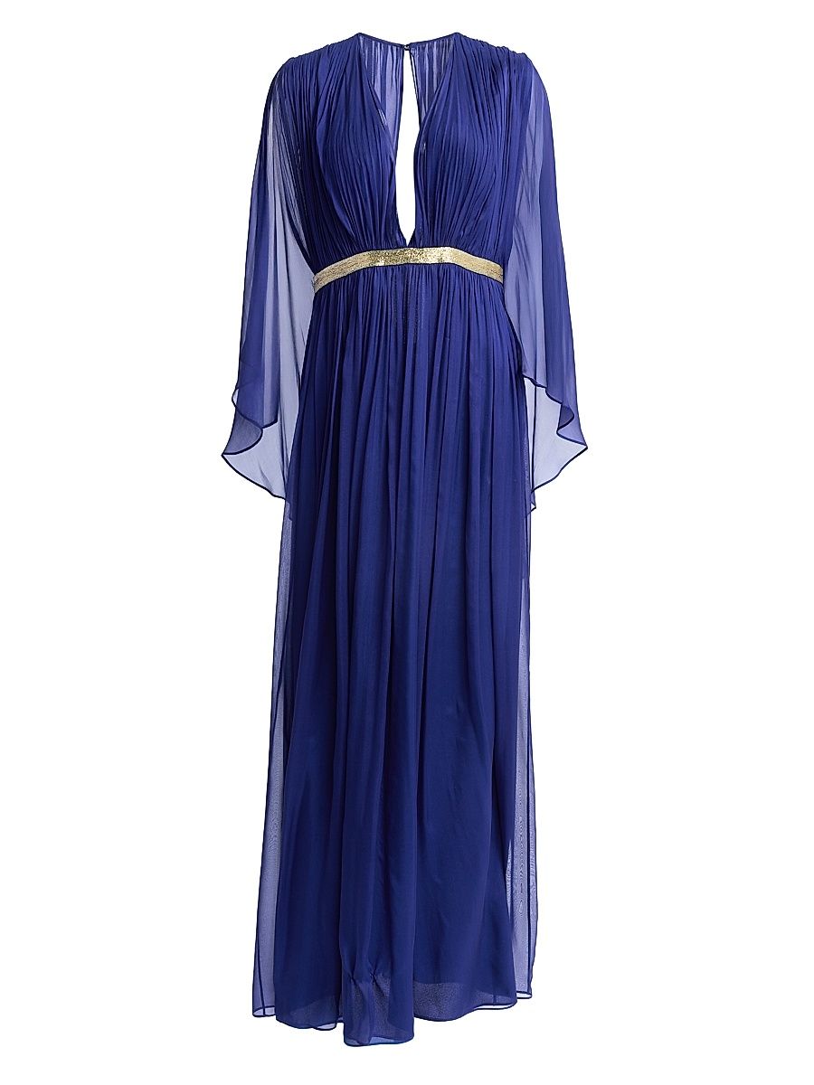 Women's Draped Chiffon Cape Gown - Multi Blue - Size 12