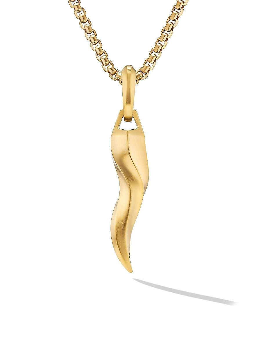 Men's Cornicello Amulet in 18K Yellow Gold, 30MM - Gold