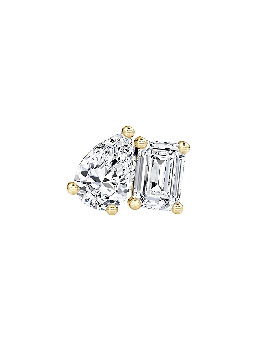 Women's Toi Et Moi 14K Yellow Gold & 0.50 TCW Lab-Grown Diamond Single Stud Earring - Right - Yellow Gold - Size Right