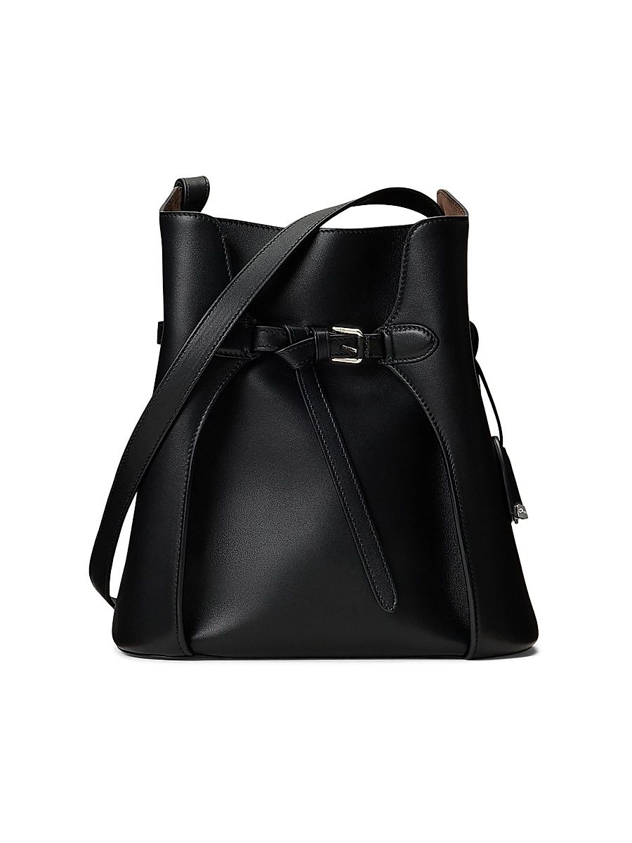 Women's Leather Bucket Bag - Black