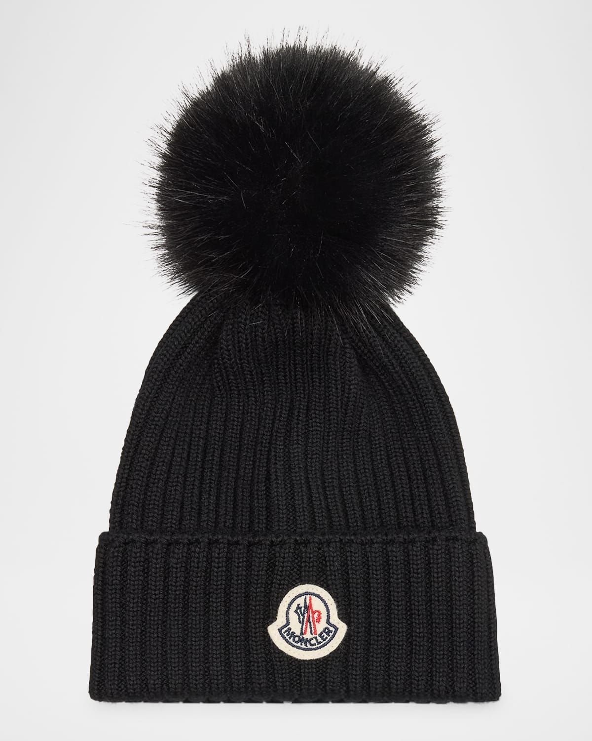 Kid & apos;s Ribbed Wool Beanie with Faux Fur Pom, Size S-L