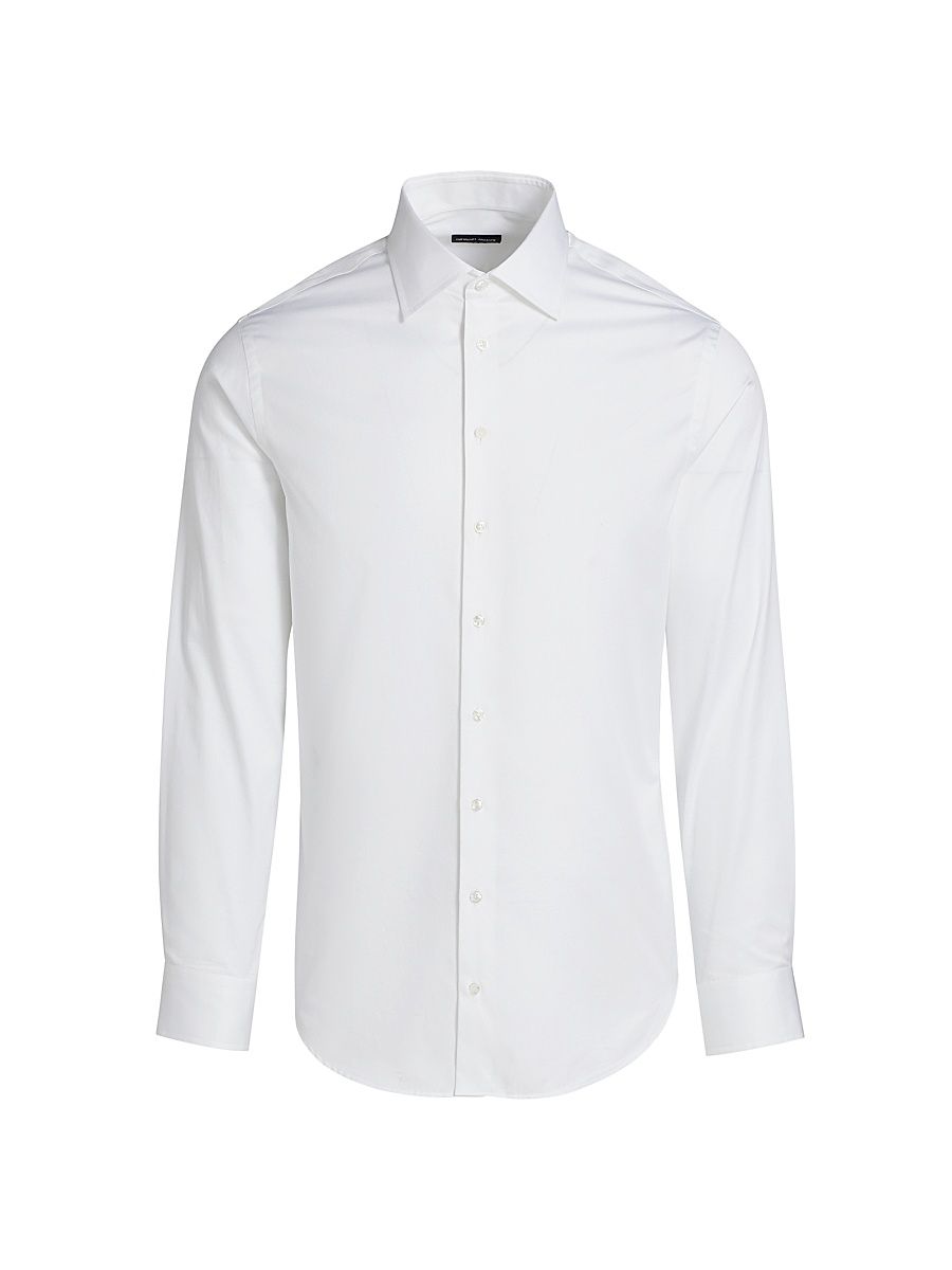Men's Cotton Long-Sleeve Dress Shirt - White - Size 16.5