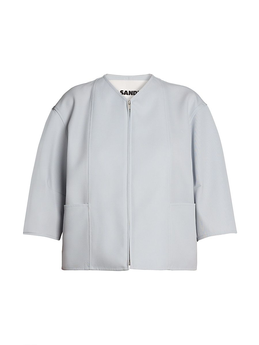 Women's Wool Relaxed-Fit Jacket - Cerulean - Size 10