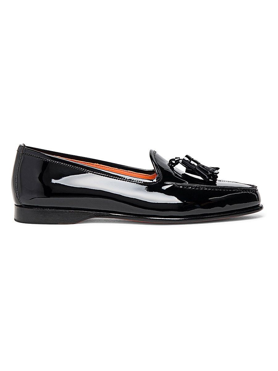 Women's Andrea Patent Leather Tassel Loafers - Black - Size 7.5