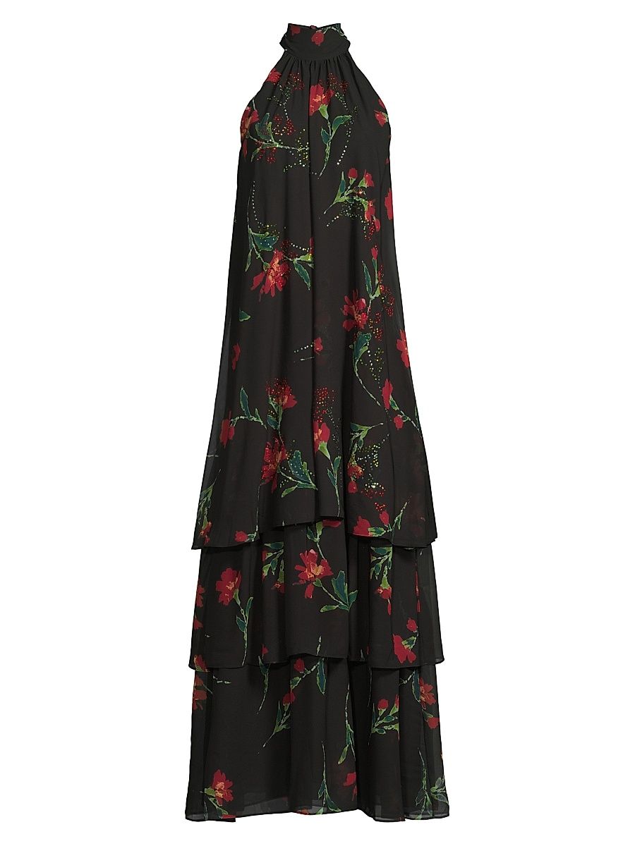 Women's Eden Floral Halterneck Maxi Dress - Red Multi - Size XL