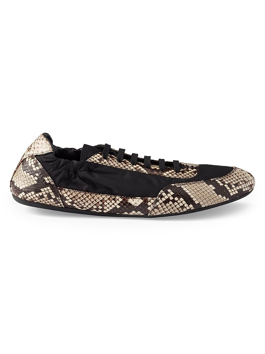 Women's Collapse Re-Nylon and Printed Ayers Leather Sneakers - Black - Size 11