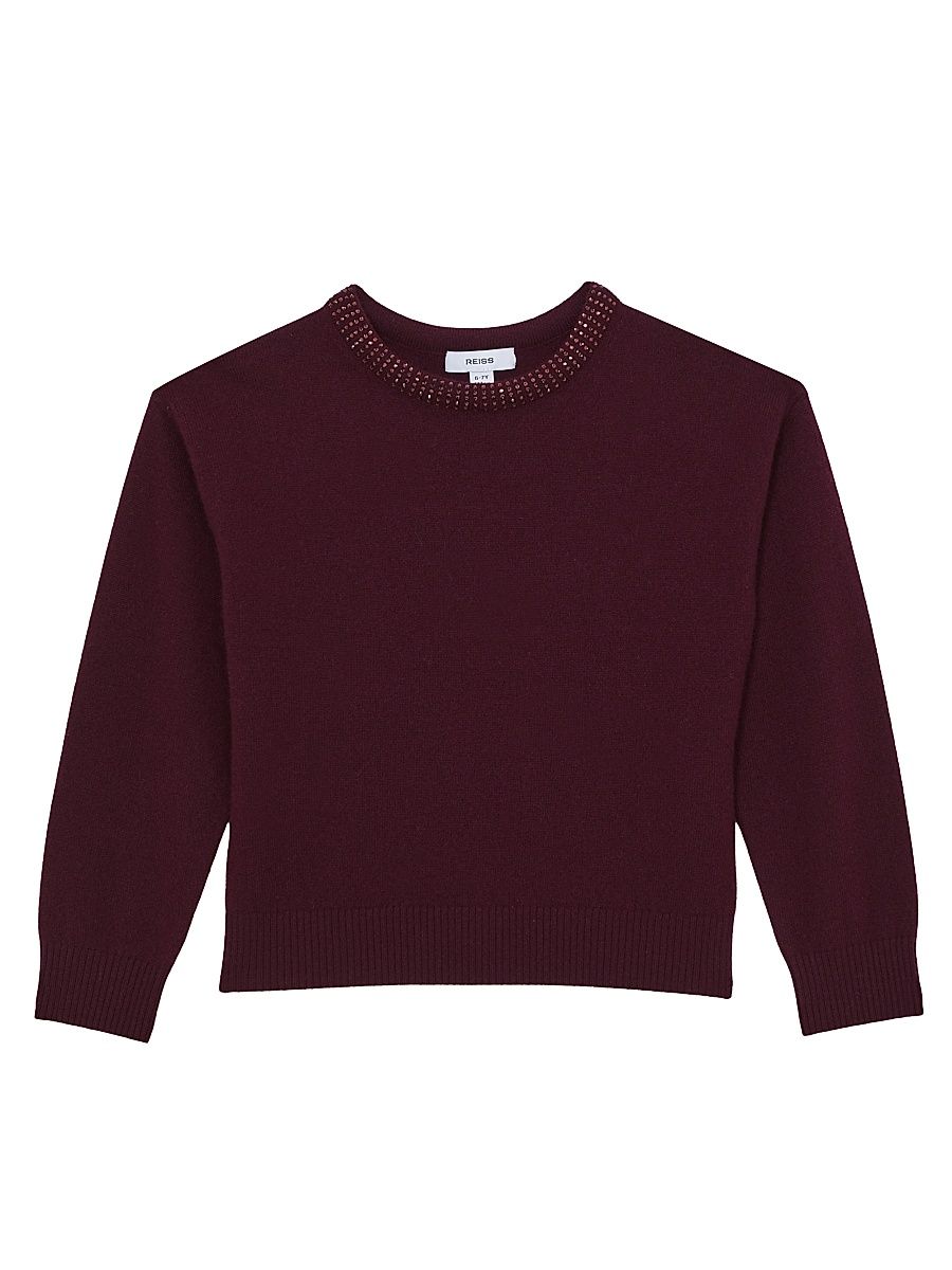Little Girl's & Girl's Elizabeth Wool-Blend Embellished Sweater - Berry - Size 10