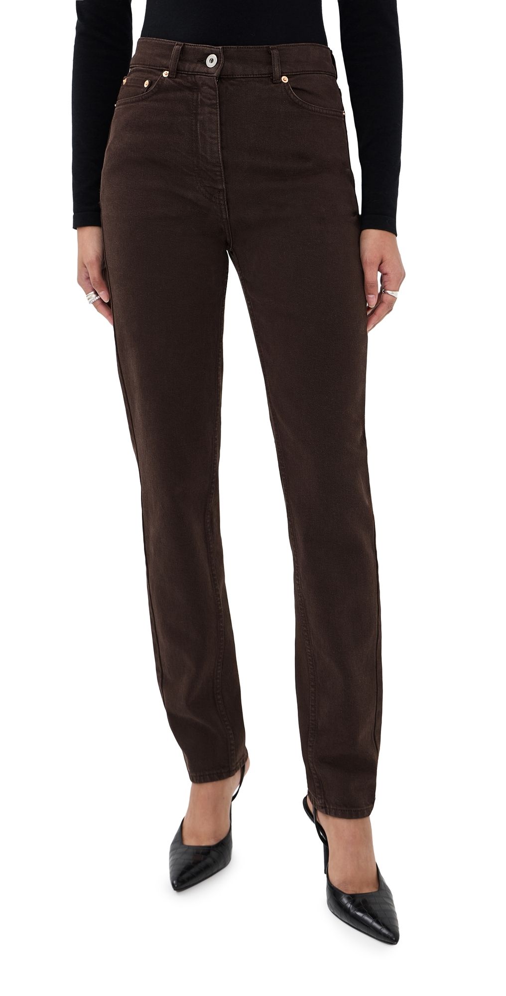 Another Tomorrow Slim Denim Pants Dark Chocolate 40