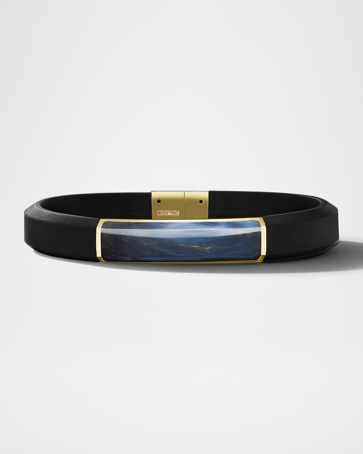 Men & apos;s Streamline ID Bracelet in Rubber with Pietersite and 18K Gold