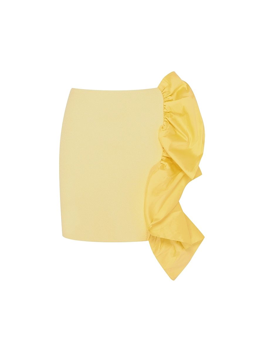 Women's Taffeta Ruffle Miniskirt - Yellow - Size XS