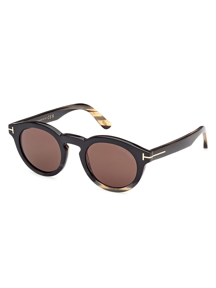 Men's 47MM Round Sunglasses - Brown Striped Brown