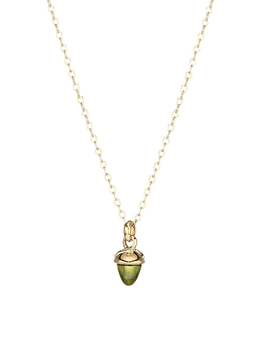Women's My Mikado 18K Yellow Gold & Green Peridot Acorn Pendant Necklace - Green Peridot