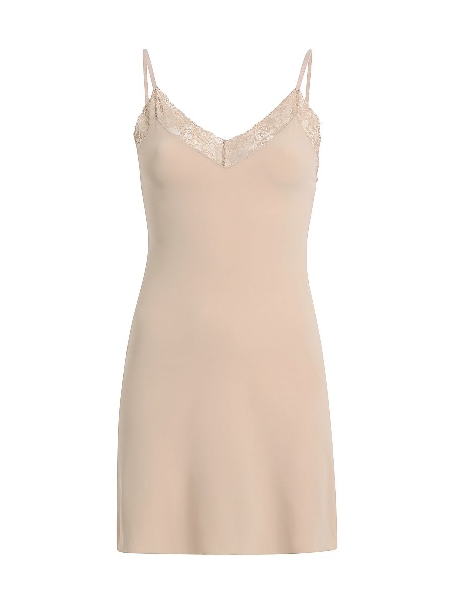 Women's Double Take Lace-Trim Slip - Beige - Size Large