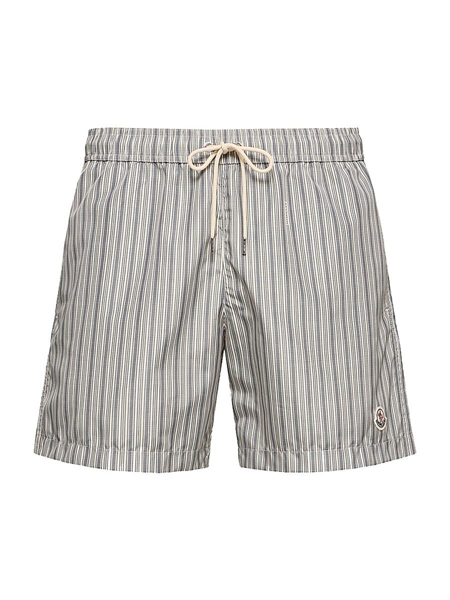 Men's Swim Trunks with Stripes - White Blue - Size XXL