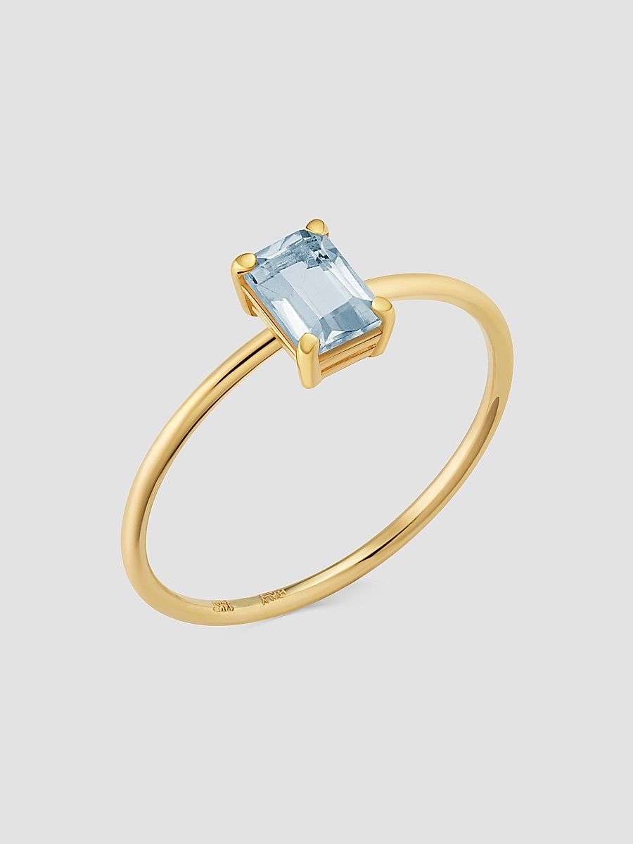Women's 14K Yellow Gold Gemstone Vivid Ring - Gold Blue Topaz - Size 9