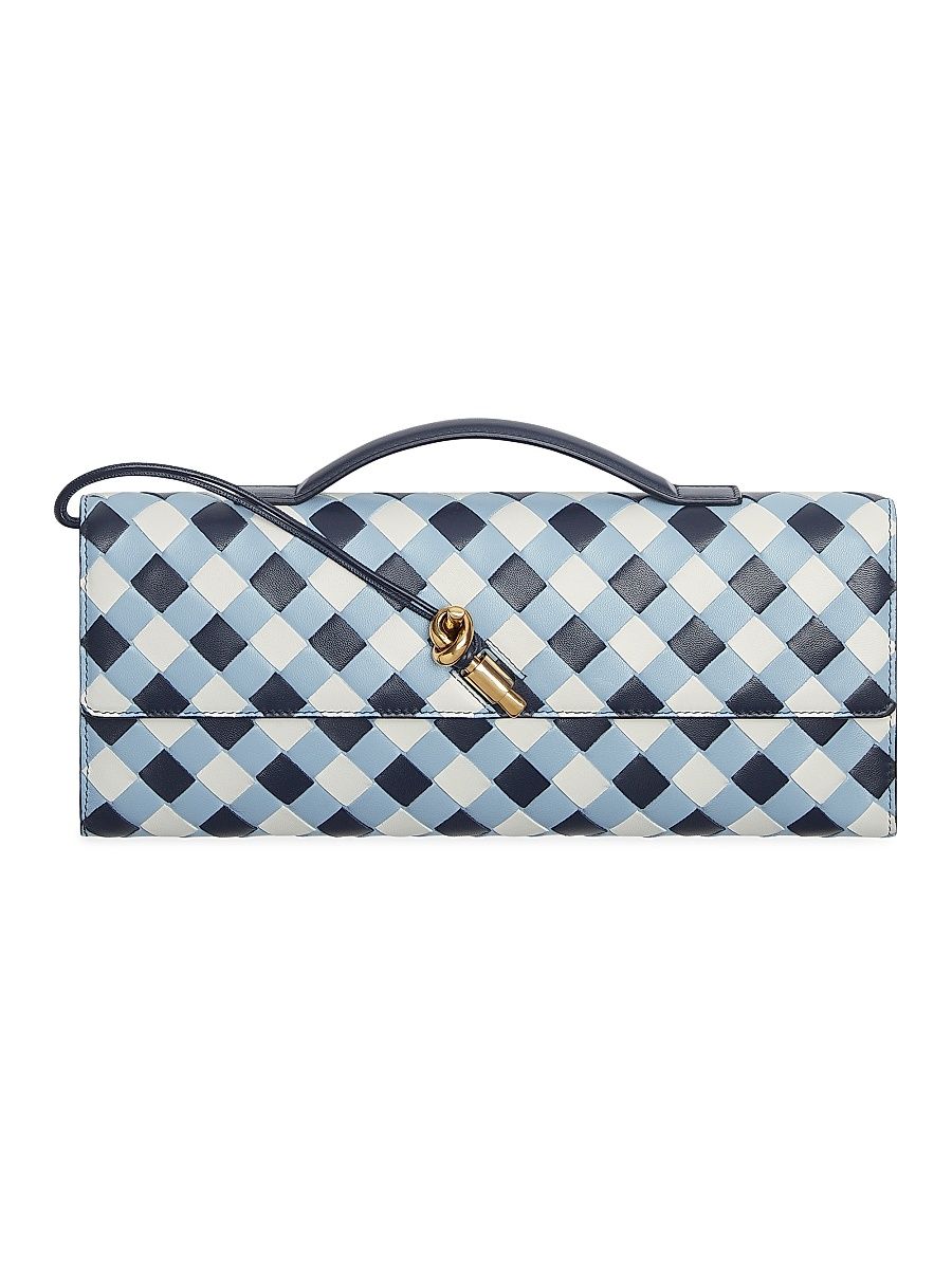 Women's Andiamo Vichy Leather Clutch - Ice White