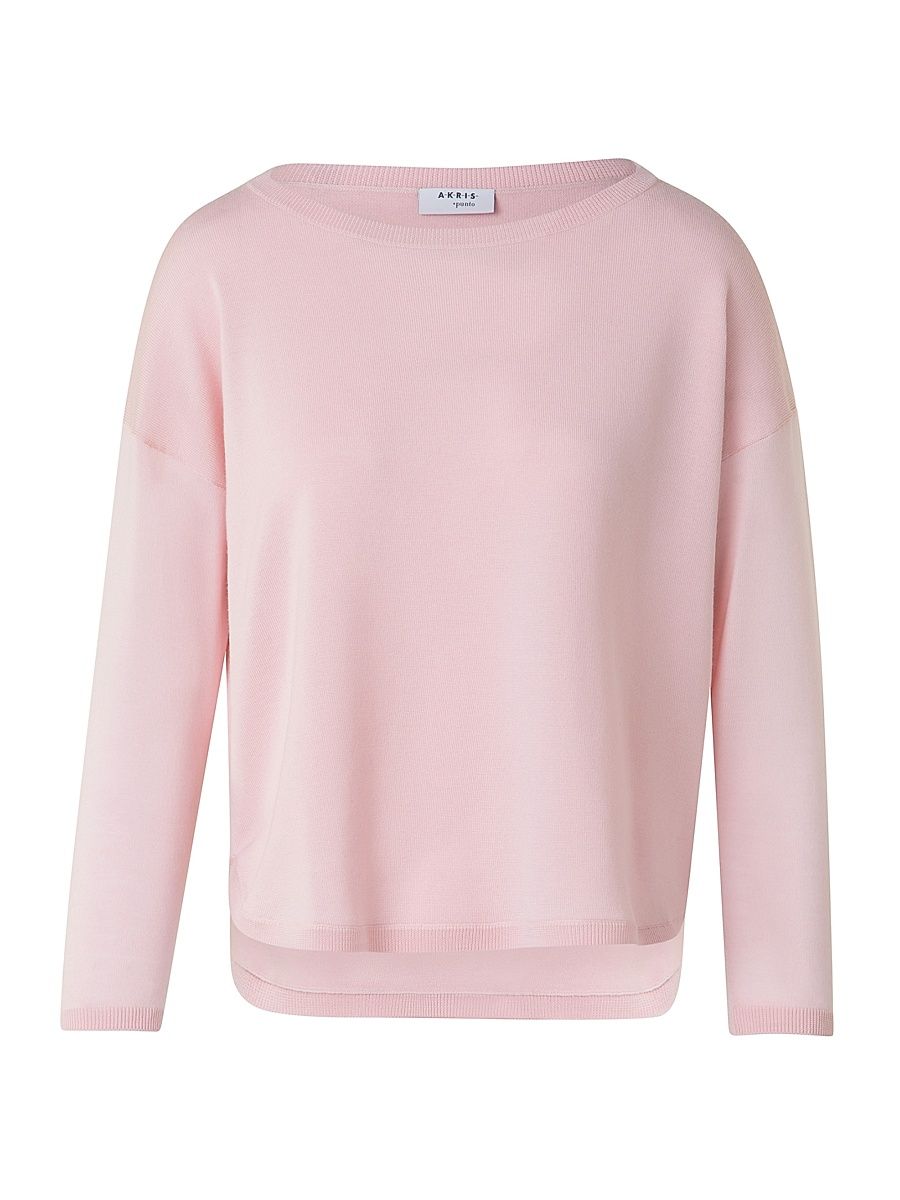 Women's Boatneck Wool Sweater - Rose - Size 16