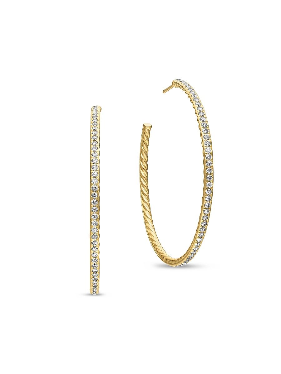 Women's Pavé Hoop Earrings in 18K Yellow Gold - Diamond