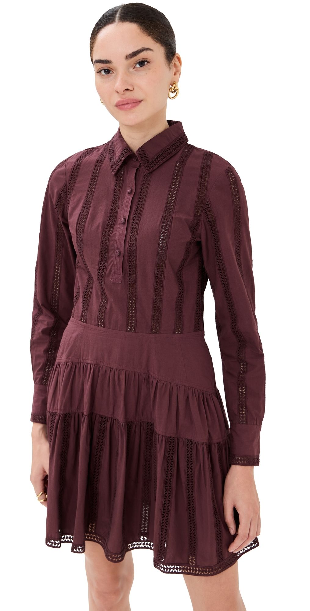 Ulla Johnson Camille Long Sleeve Mini Dress Mulberry 12