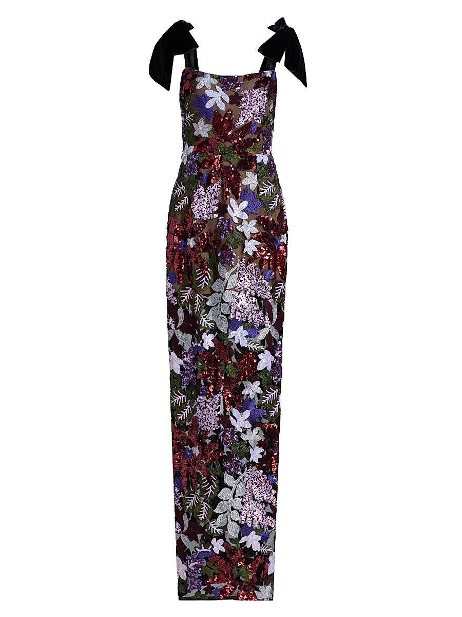 Women's Dahlia Embellished Maxi Dress - Purple Multi - Size Medium