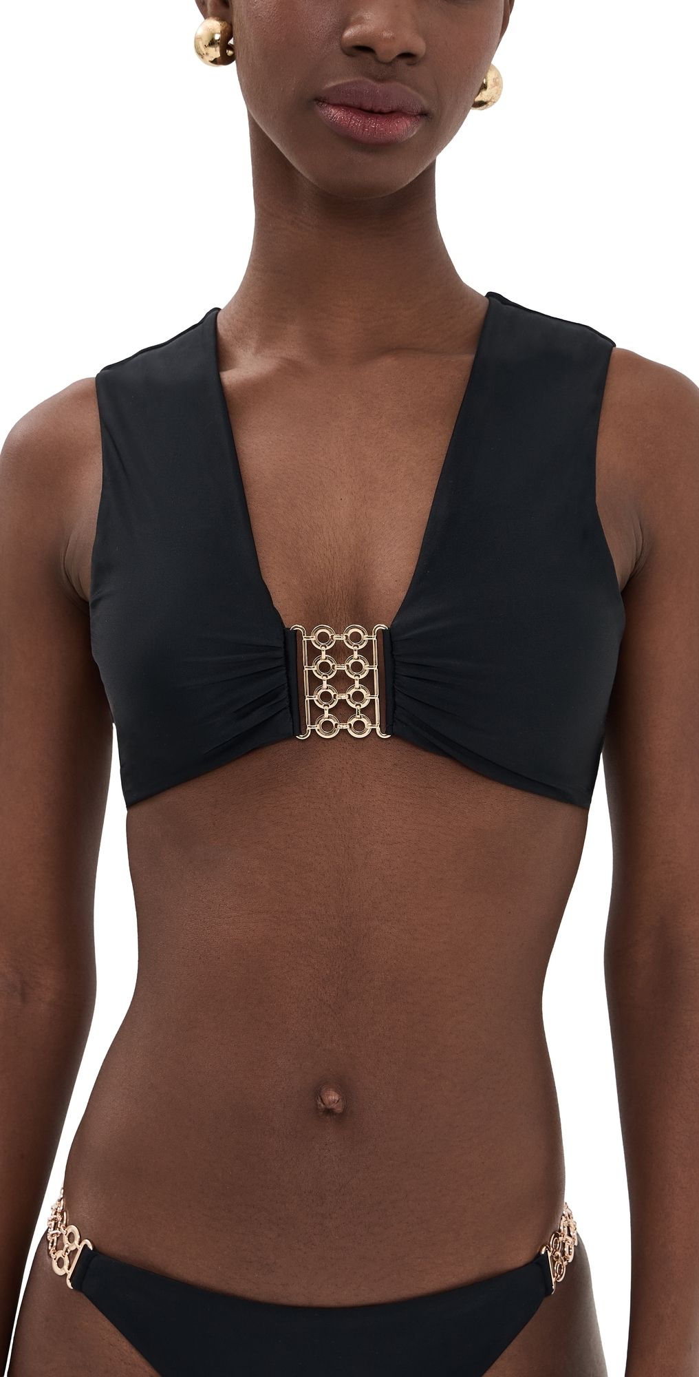 Ramy Brook Embellished Oliwia Bikini Top Black XS
