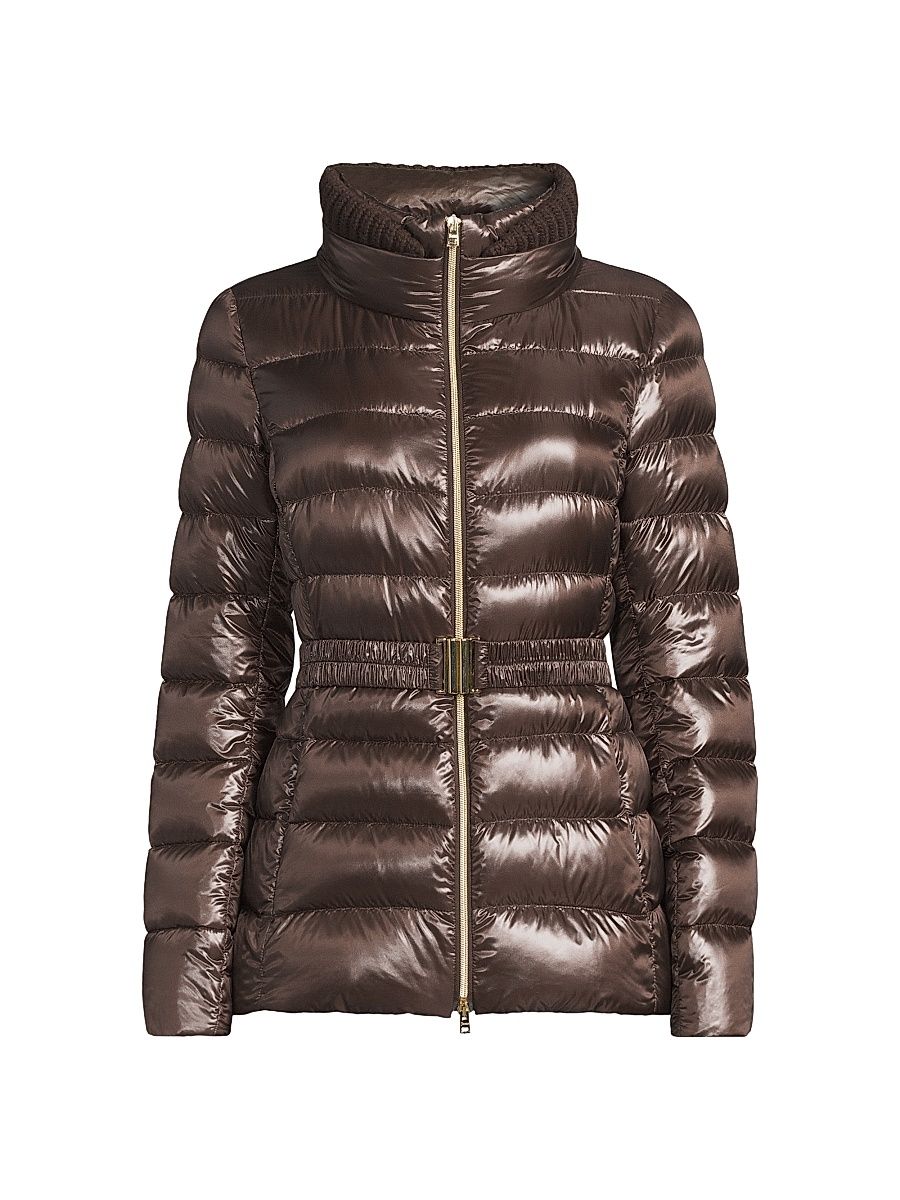Women's Iconico Claudia Quilted Down Jacket - Marrone Scuro - Size 8
