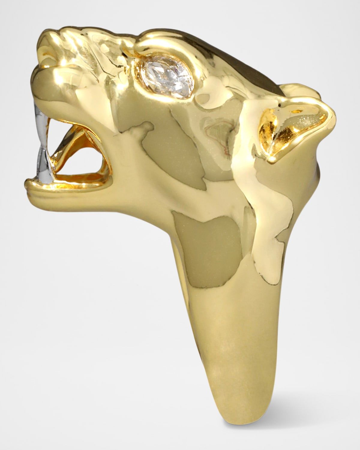 Gold Panther Visage Ring