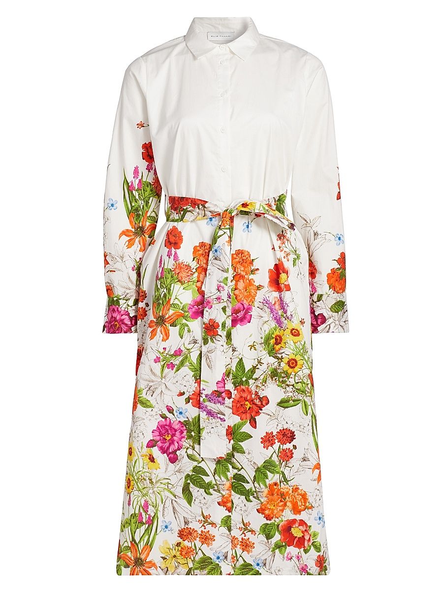 Women's The Juliana Sky Jardin Floral Cotton Poplin Shirtdress - Sky Jardin Print - Size Medium