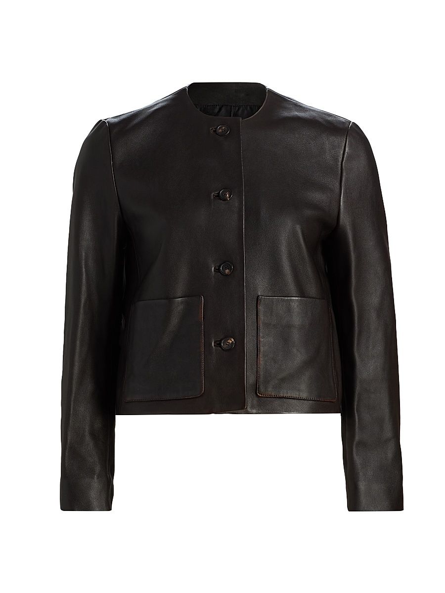Women's Ophelie Leather Jacket - Distressed Black - Size Large