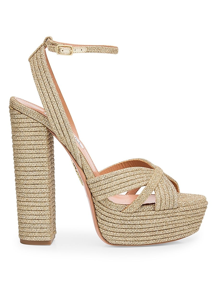 Women's Sundance 140MM Cotton Platform Sandals - Gold - Size 10