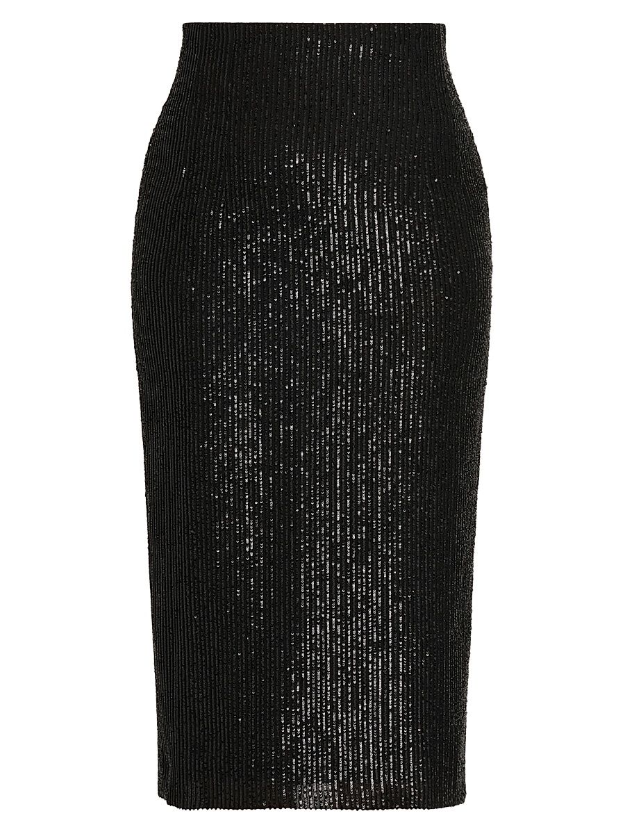 Women's Sequined Pencil Skirt - Black - Size 12