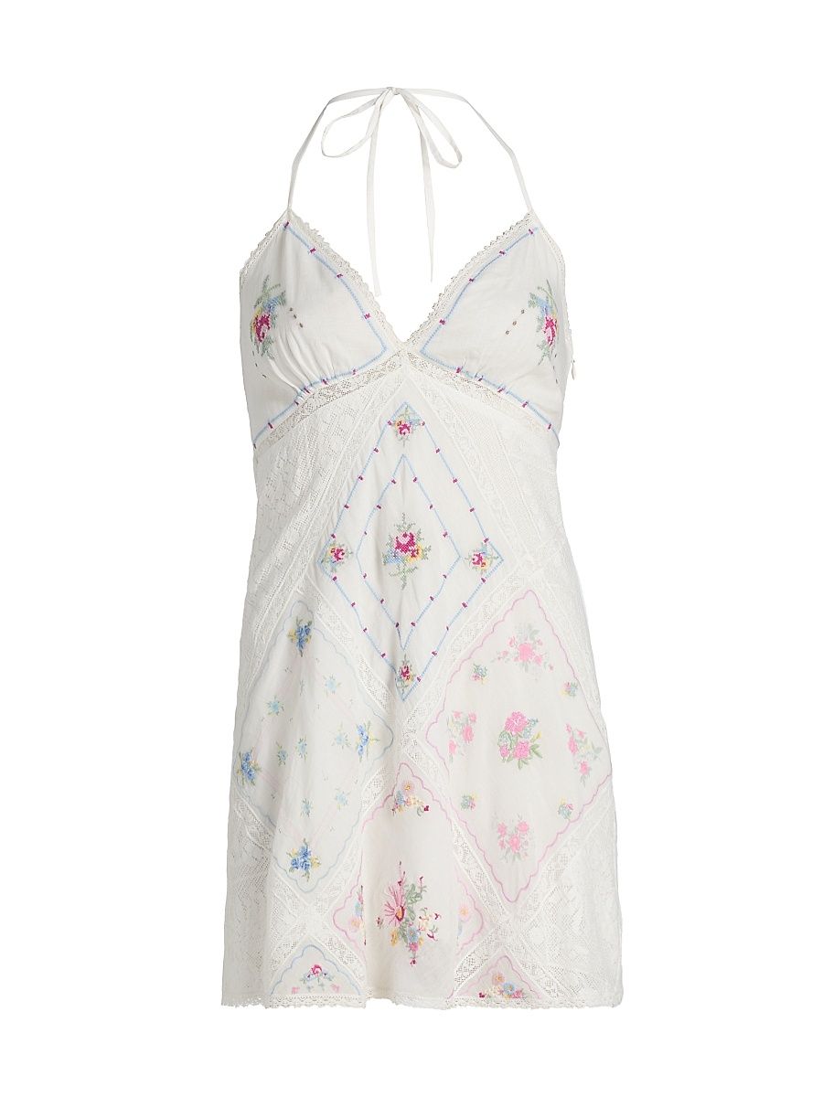 Women's Elira Embroidered Cotton Minidress - Rainbow Sprinkles - Size 14