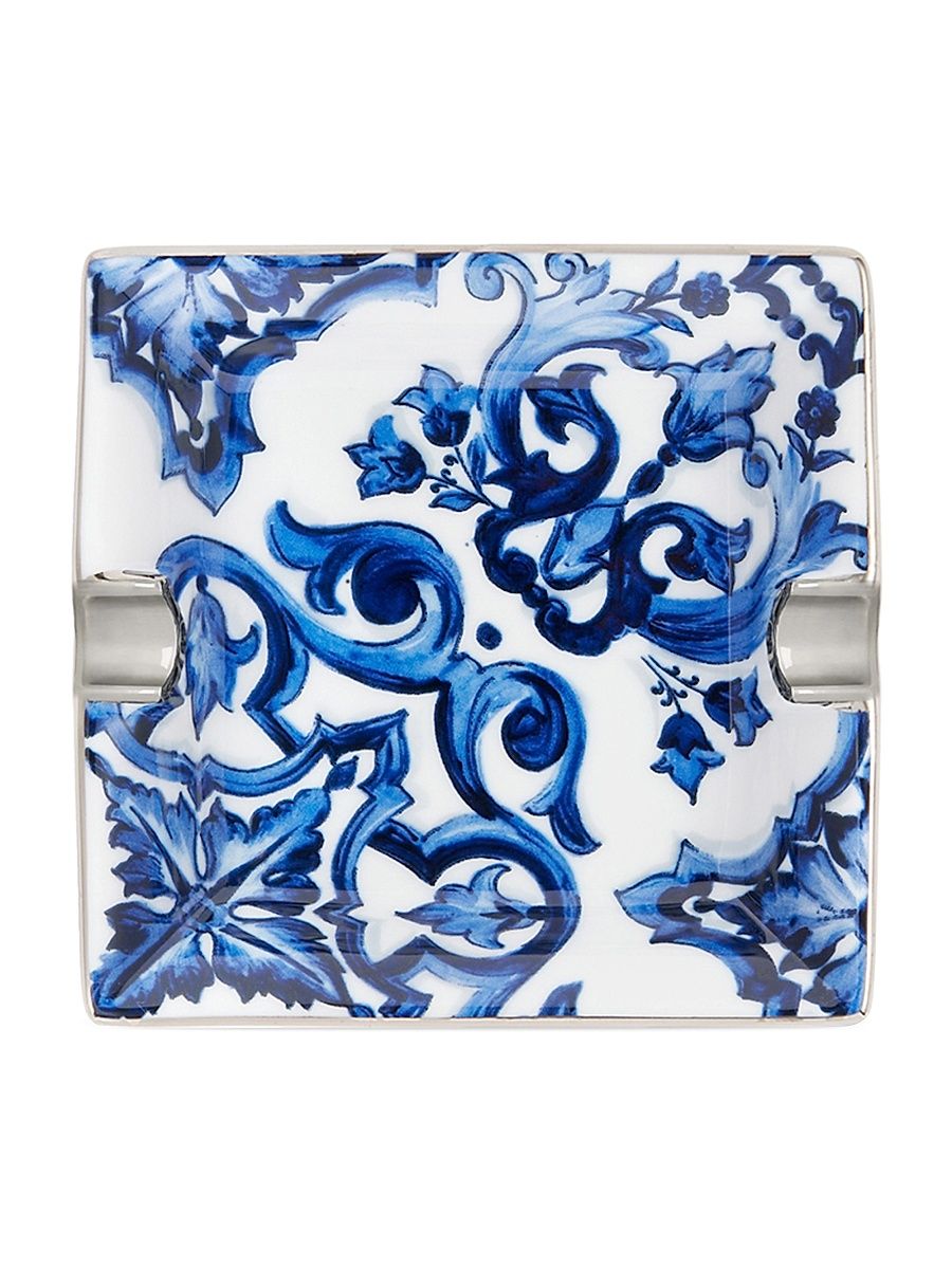Blue Mediterranean Ashtray - White Blue
