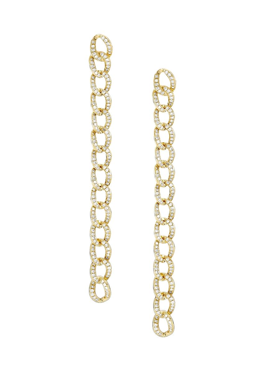 Women's 14K Yellow Gold & 0.65 TCW Diamond Cuban Drop Earrings - Yellow Gold